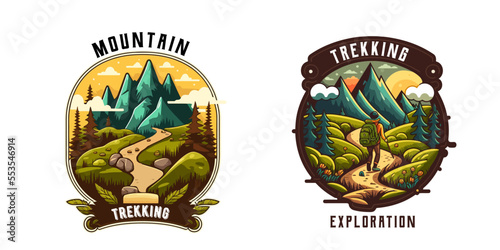 Logo Collection of vintage mountain explorer, hiking, trekking adventure