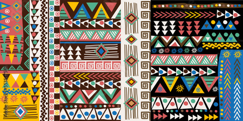 Colorful african pattern with ethnic motifs