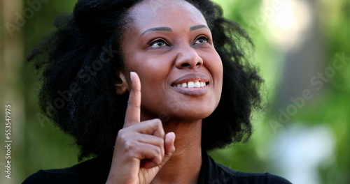 African woman having a breakthough idea, person eureka moment