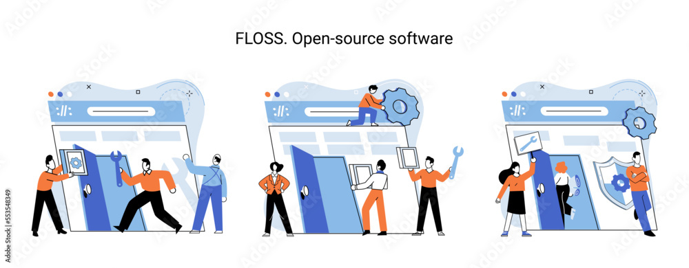 FLOSS open source software. Code of created program open available for viewing modification. Use of already created code to create new versions of programs to correct errors refinement of open program FLOSS open source software. Code of created program open available for viewing modification. Use of already created code to create new versions of programs to correct errors refinement of open program