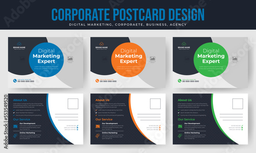Corporate business postcard design, Creative EDDM postcard design template, Abstract shape modern design