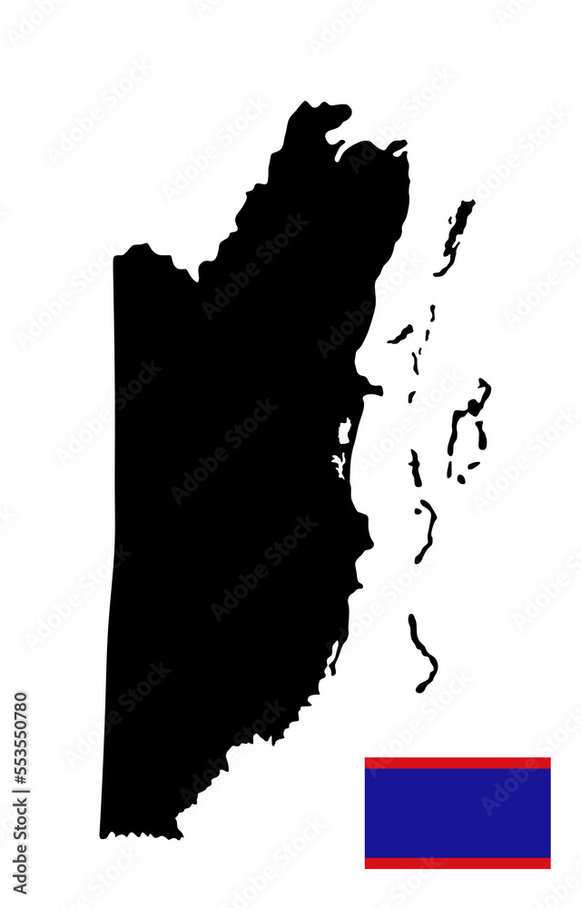 Belize map flag vector silhouette illustration isolated on white ...