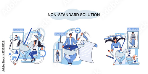 Non standart solution solving problem metaphor, answer to question or creativity idea innovation help business success. Alternative decision or business strategy plan, fallback option business choice