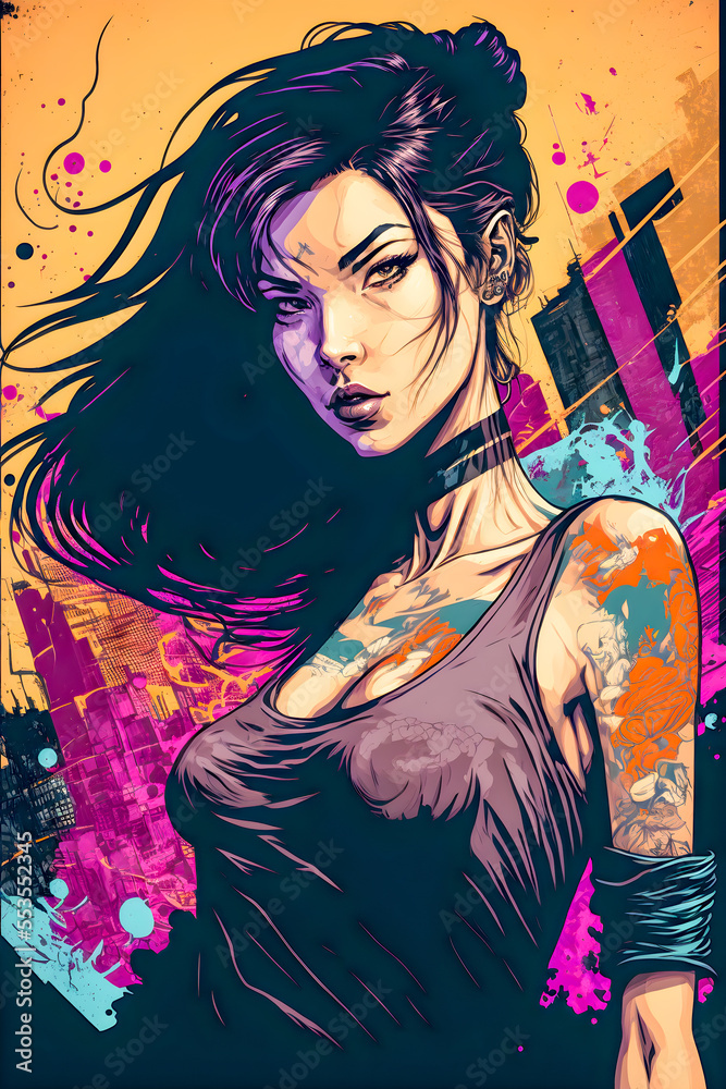 Attractive Asian American woman, Manga character design, anime style Attractive Asian American woman, Manga character design, anime style