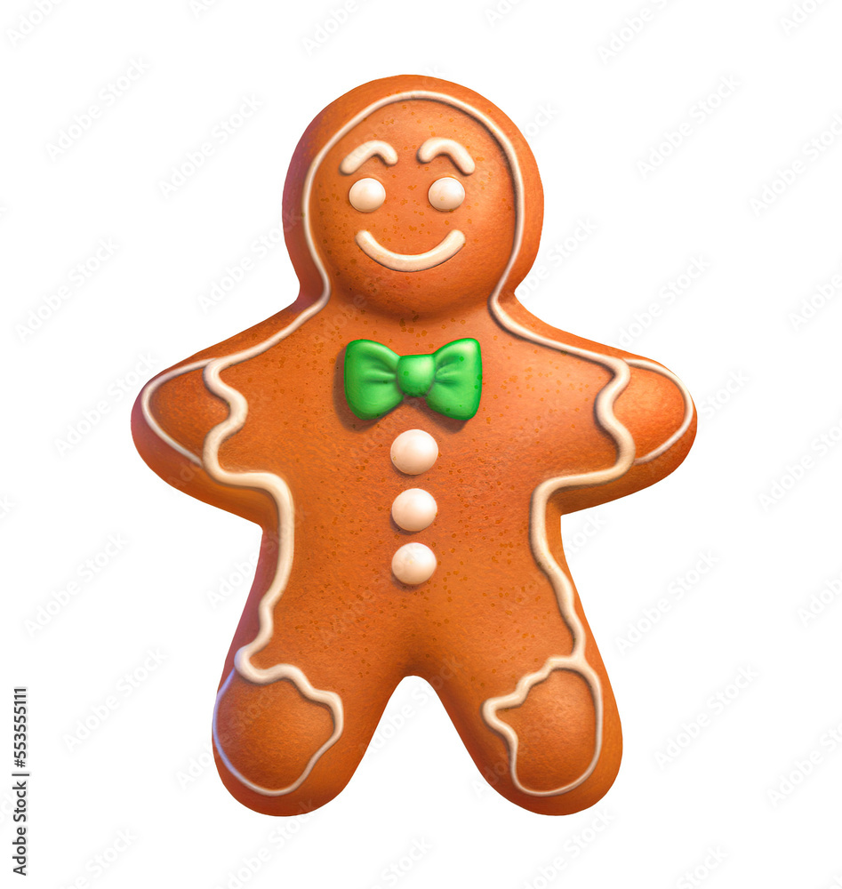 Gingerbread man cookie cut out, cartoon digital illustration Gingerbread man cookie cut out, cartoon digital illustration