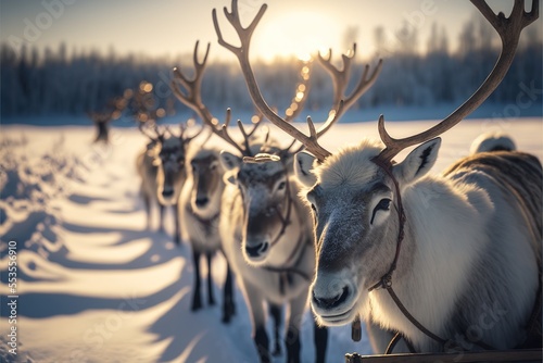 Reindeer in winter photo