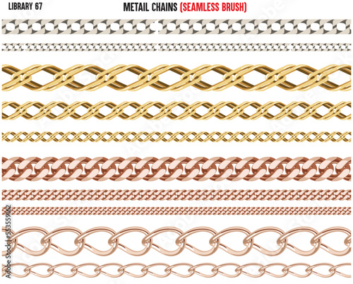 SET OF METAL SHINY CHAINS IN EDITABLE VECTOR 