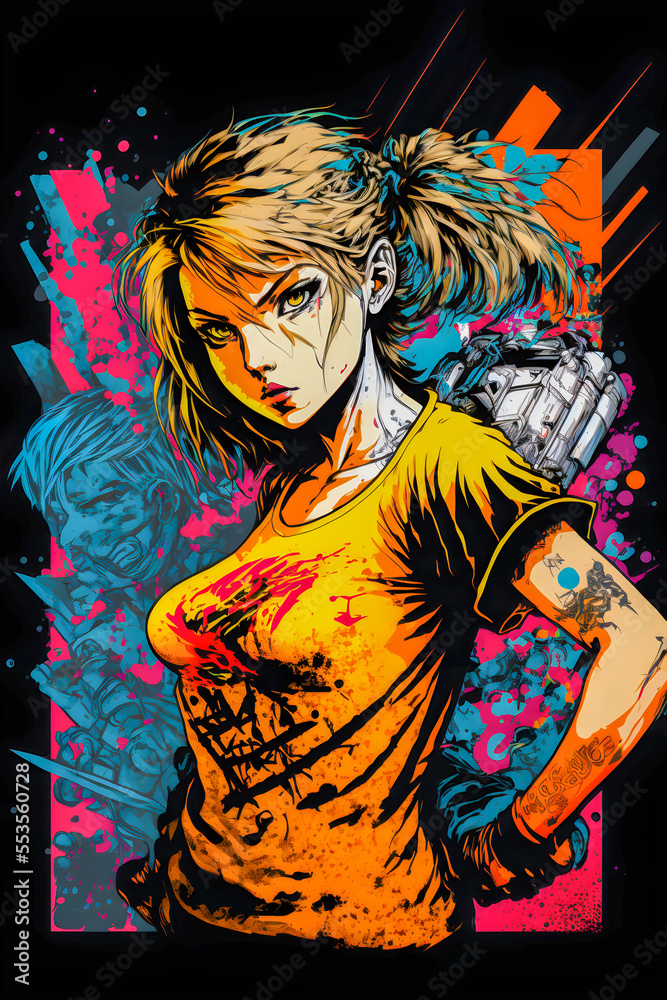 Fototapeta premium Cyberpunk, Comics, Manga character design, Anime style