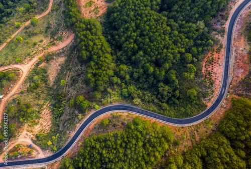 Drone view of Da Lat Road; Da Lat, Lam Dong Province, Vietnam photo
