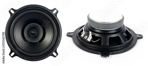 New isolated speaker on a white background. Spare parts for car. 