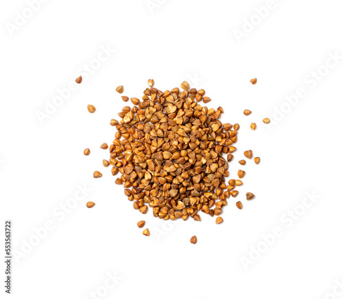 Raw Buckwheat Pile Isolated  Dry Buck Wheat Grains  Russian Kasha Heap  Uncooked Buckwheat Cut Out