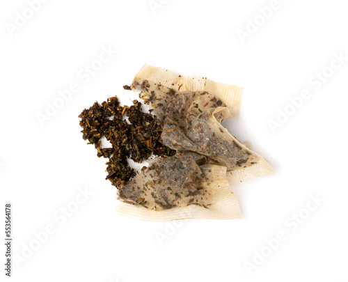 Used Teabag Isolated, Old Wet Herb Tea Bag, Biodegradable Garbage, Eco Bio Used Teabag
