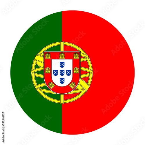 Fotografie Portugal Flat Rounded Flag Icon with Transparent Background