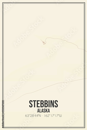 Retro US city map of Stebbins, Alaska. Vintage street map. photo