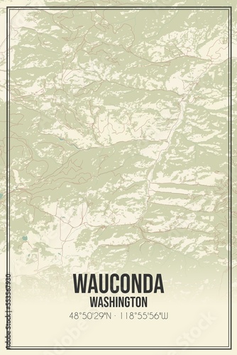 Retro US city map of Wauconda, Washington. Vintage street map. photo