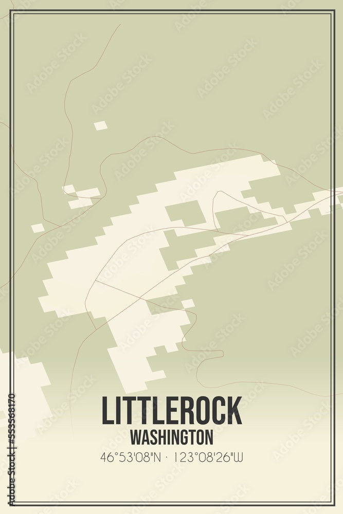 Retro US city map of Littlerock, Washington. Vintage street map.