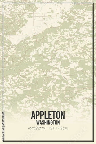 Retro US city map of Appleton, Washington. Vintage street map. photo