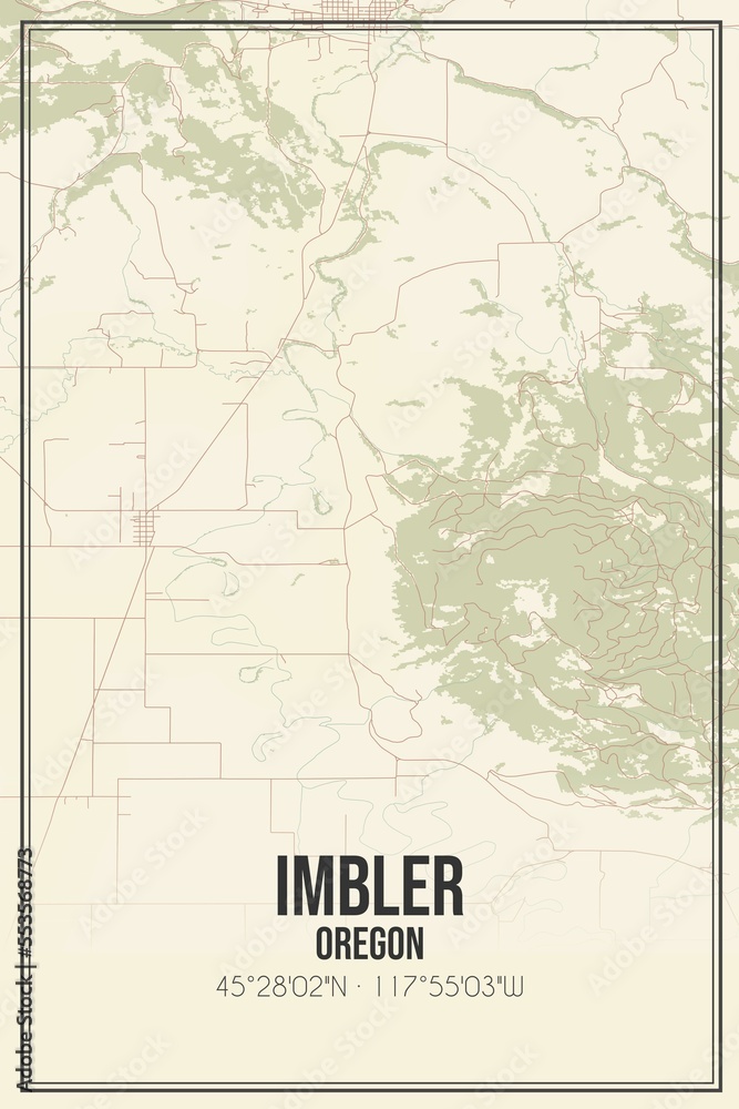 Retro US city map of Imbler, Oregon. Vintage street map.