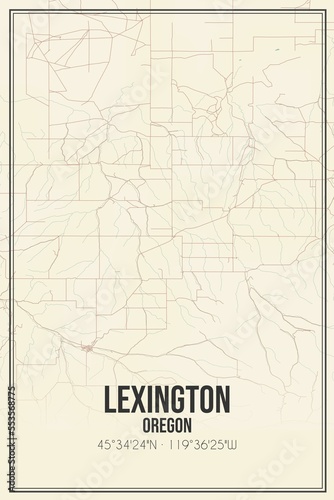 Retro US city map of Lexington  Oregon. Vintage street map.