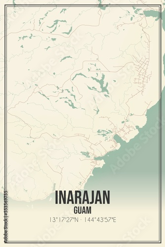 Retro US city map of Inarajan, Guam. Vintage street map. photo