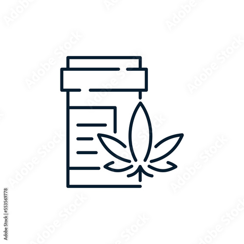 Marijuana pill concept. Vector icon isolated on white background.
