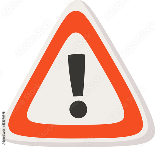 Emergency dangerous area Road sign flat icon. Vector illustration