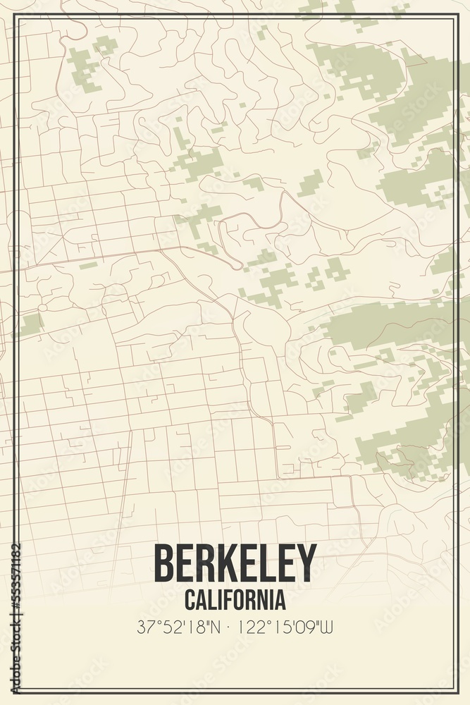 Fototapeta premium Retro US city map of Berkeley, California. Vintage street map.