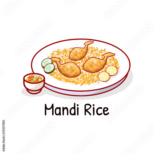 Arabian food chicken mandi rice of middle east traditional dish