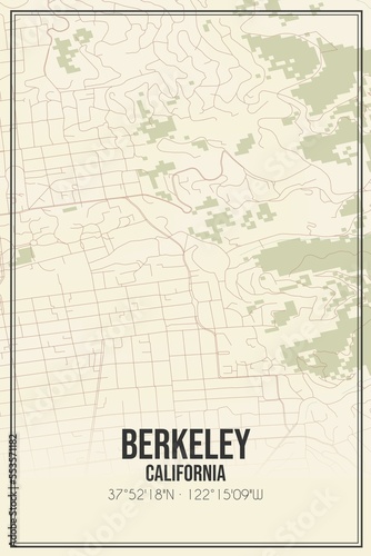 Fotografija Retro US city map of Berkeley, California. Vintage street map.