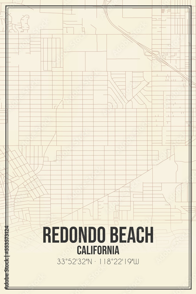 Retro US city map of Redondo Beach, California. Vintage street map. Retro US city map of Redondo Beach, California. Vintage street map.
