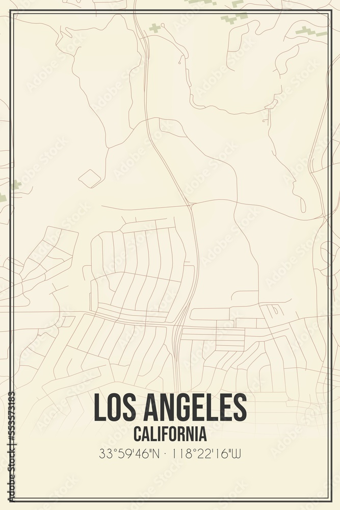 Obraz premium Retro US city map of Los Angeles, California. Vintage street map.