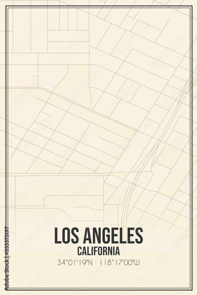 Retro US city map of Los Angeles, California. Vintage street map. Retro US city map of Los Angeles, California. Vintage street map.