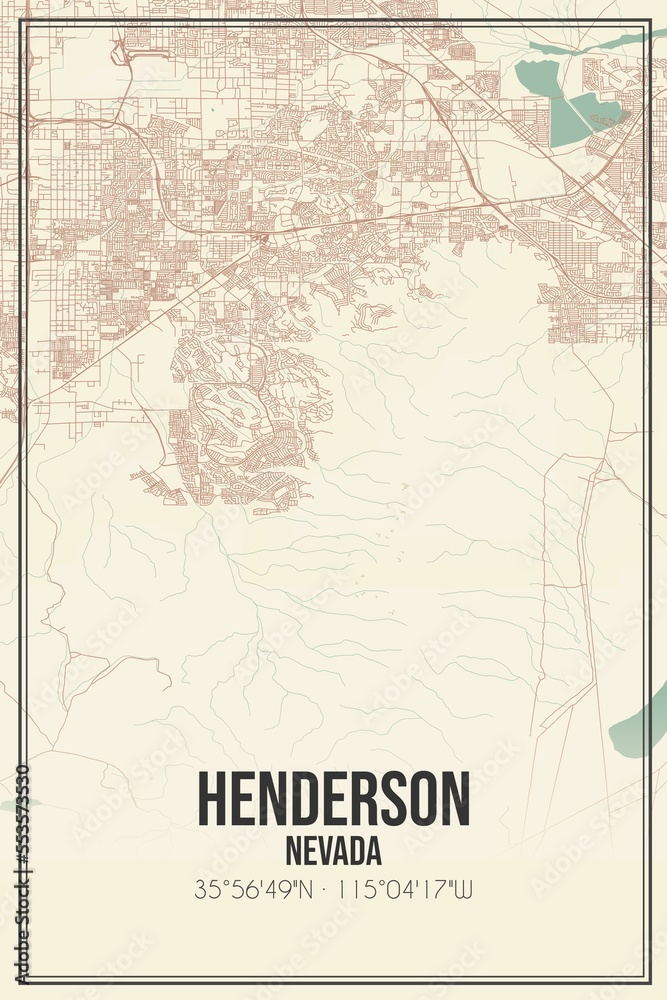 Fototapeta premium Retro US city map of Henderson, Nevada. Vintage street map.
