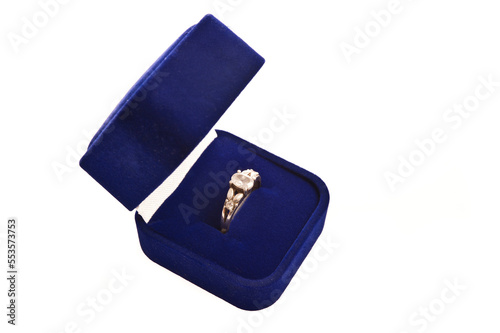 blue velvet box and ring
