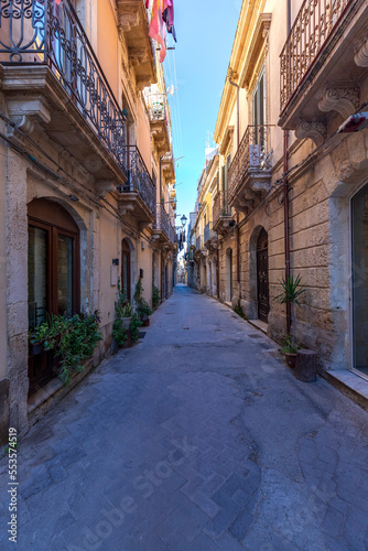 Small beauty street in the Old City of Syracuse in Sicily  Italy