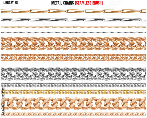 SET OF METAL SHINY CHAINS IN  EDITABLE VECTOR 