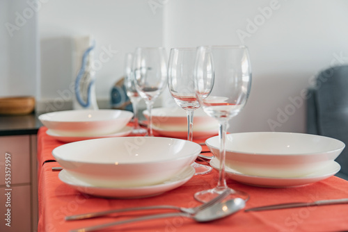 Table setting for four people at home