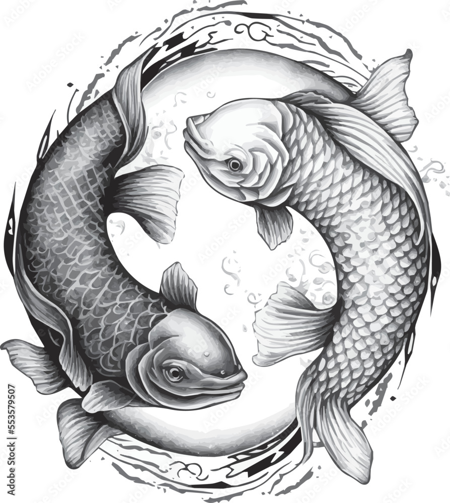 Two koi fish forming the yin and yang Stock Vector | Adobe Stock