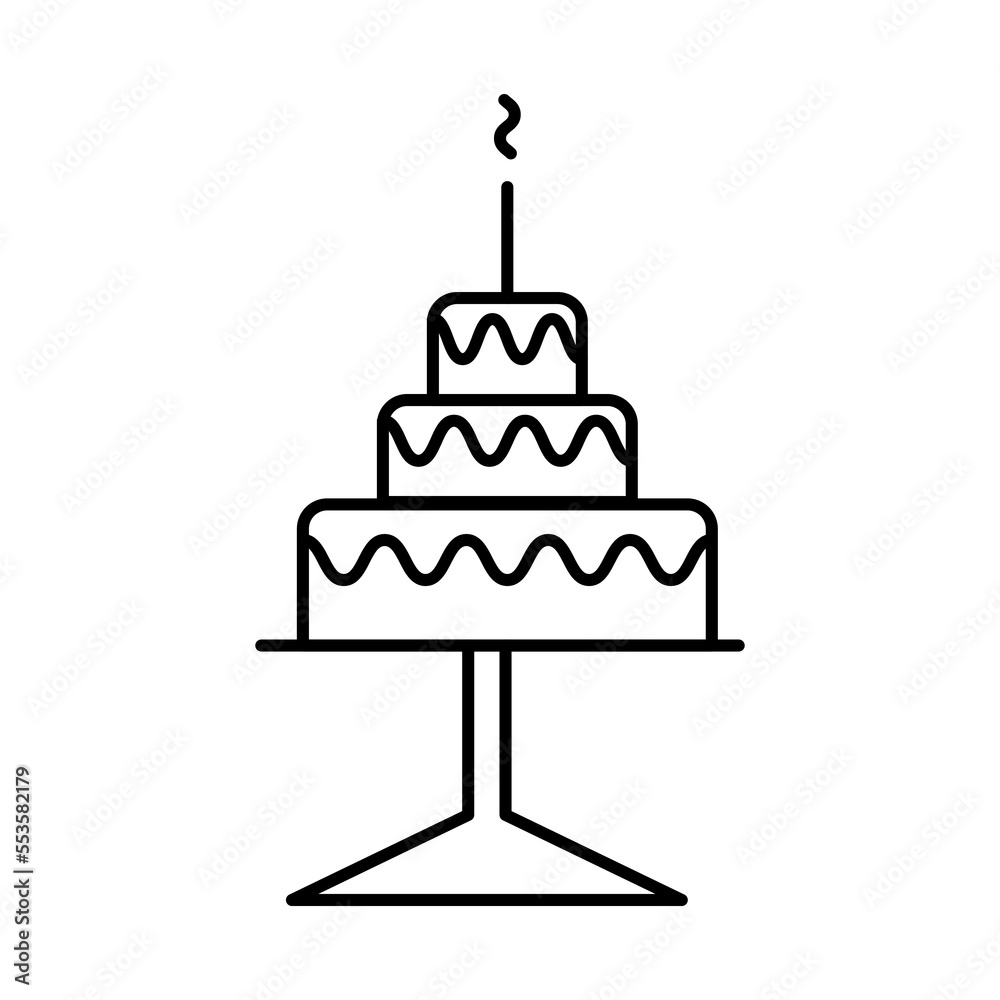 Cake outline icon with thin line Cake outline icon with thin line