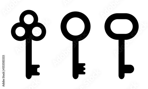 Retro keys set. Keys vector icons. Clipart isolated on white background.	
