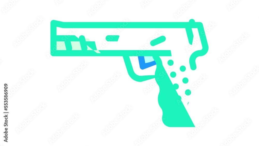pistol gun color icon animation