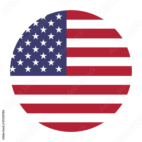 United States Flat Rounded Flag Icon with Transparent Background