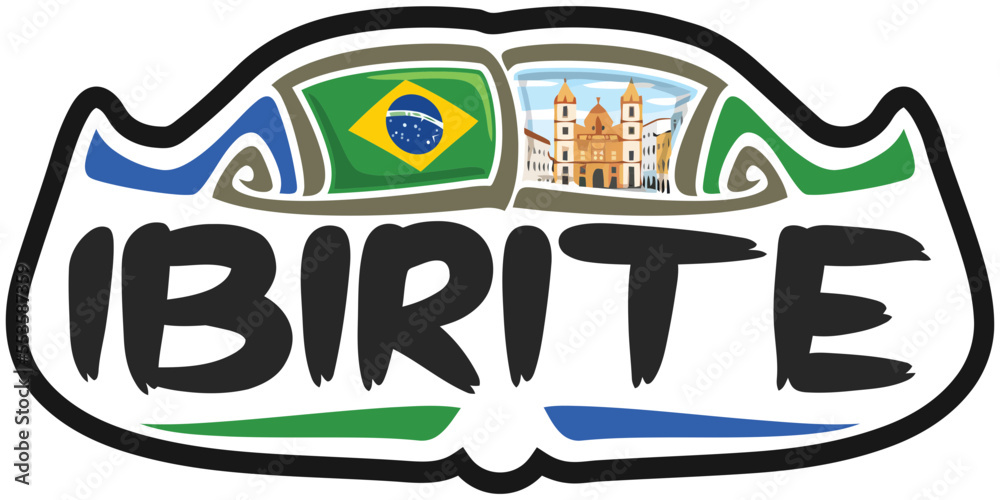 Ibirite Brazil Flag Travel Souvenir Sticker Skyline Landmark Logo Badge Stamp Seal Emblem Coat of Arms Vector Illustration SVG EPS