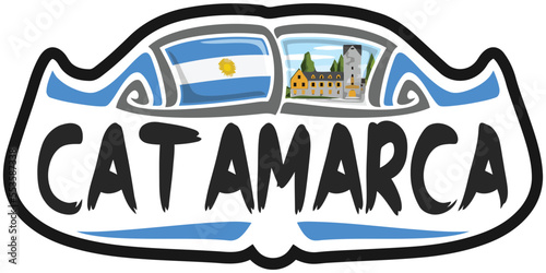 Catamarca Argentina Flag Travel Souvenir Sticker Skyline Landmark Logo Badge Stamp Seal Emblem Coat of Arms Vector Illustration SVG EPS