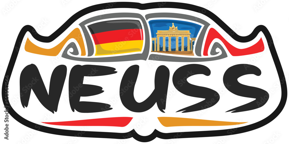 Neuss Germany Flag Travel Souvenir Sticker Skyline Landmark Logo Badge Stamp Seal Emblem Coat of Arms Vector Illustration SVG EPS