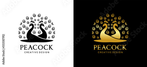 Peacock logo design in creative luxury silhouette style