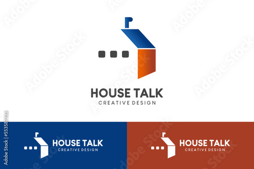Home talking or home consulting logo design with simple negative space style