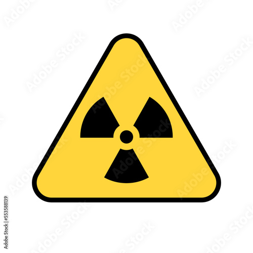 Triangular radioactive sign. Nuclear hazard symbol. Nuclear energy. Vector.