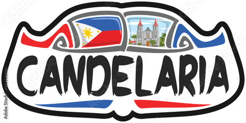 Candelaria Philippines Flag Travel Souvenir Sticker Skyline Landmark Logo Badge Stamp Seal Emblem Coat of Arms Vector Illustration SVG EPS