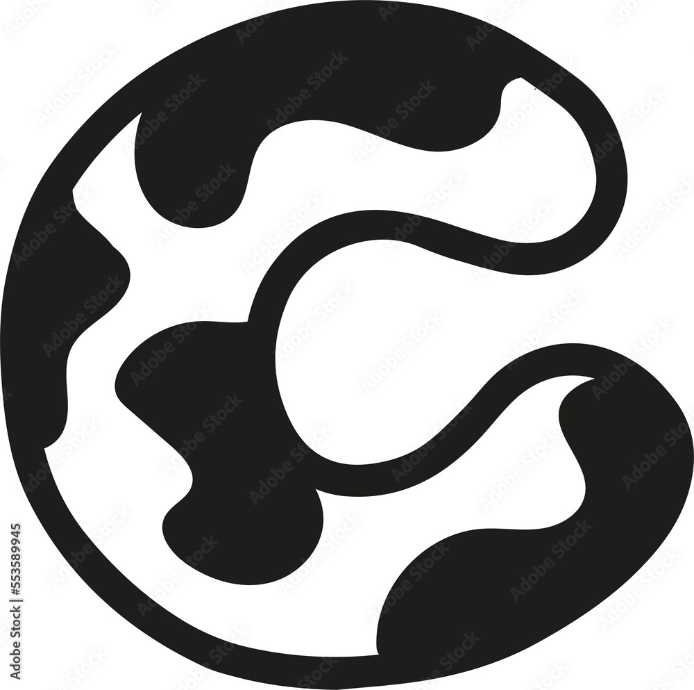 Cow style alphabet with black spots, letter C Cow style alphabet with black spots, letter C